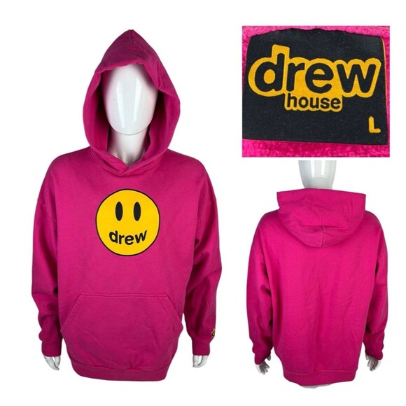 Drew House Hoodie Mens Size‎ Med Long Sleeve Pullover Pinks Justin Bieber Smile - Picture 1 of 16